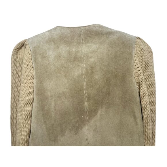 David Benjamin Suede Leather Crop Jacket Large Knit Sleeves Bonanza Western 90s - Picture 11 of 14